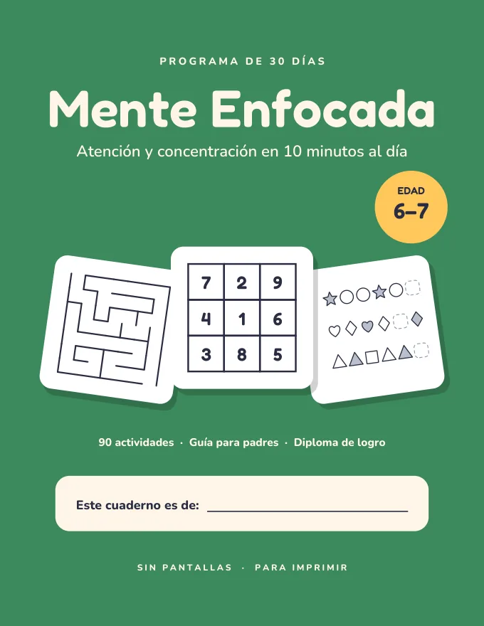 Portada del cuaderno de 6 a 7 años